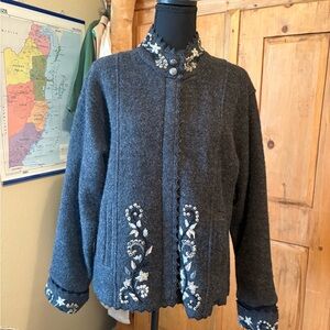 Embroidered Gray Women's Jacket